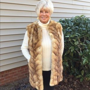 Real Golden Russian Sable Long Fur Vest M L